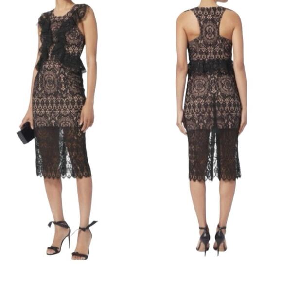 ALEXIS NARASSE Lace Sheath Ruffle Racerback Midi Dress Size Medium Size Medium - Picture 8 of 8